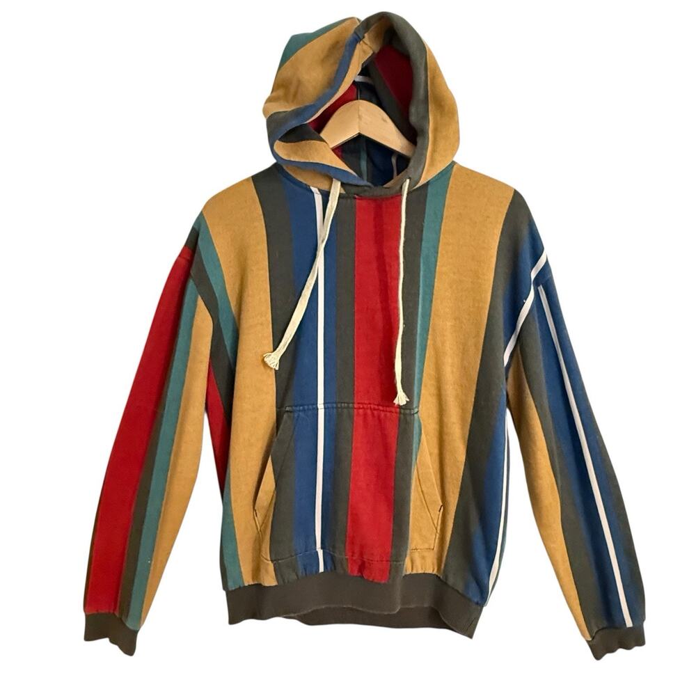 Urban Outfitters Y2K Hoodie Sz S Mens Rugby Striped Jacket Sweater Sweatshirt